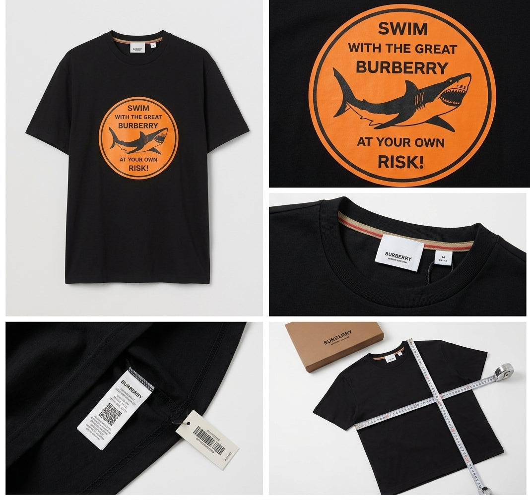 Burberry Black Oversized Shark Graphic T-Shirt – Men's
