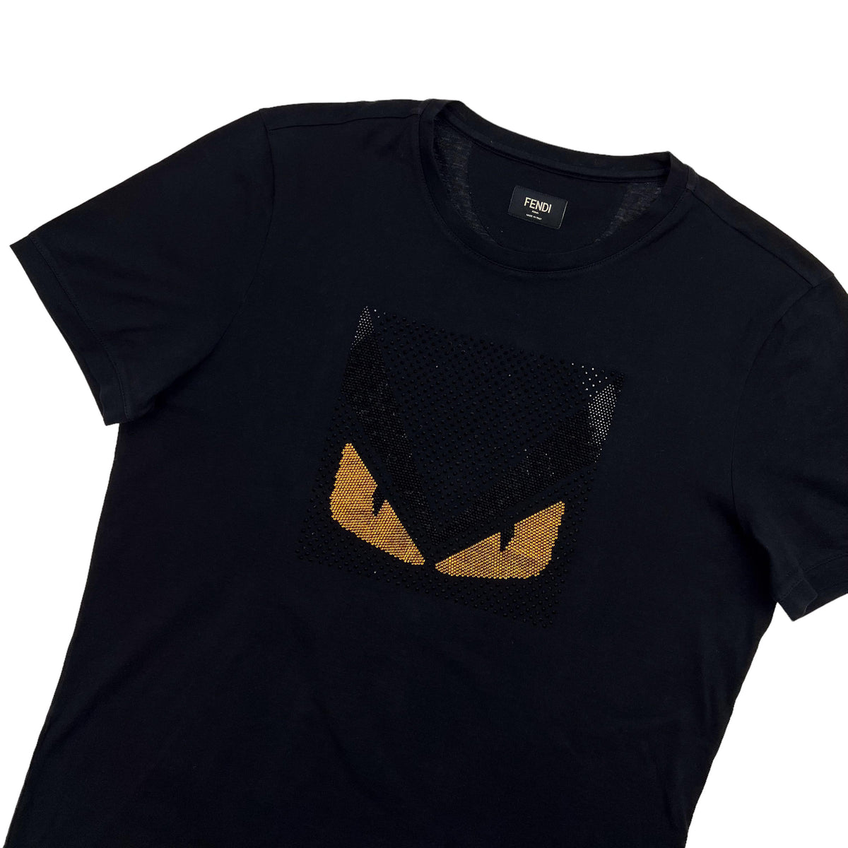 Fendi Monster Eye Paillettes Logo T-Shirt – Black