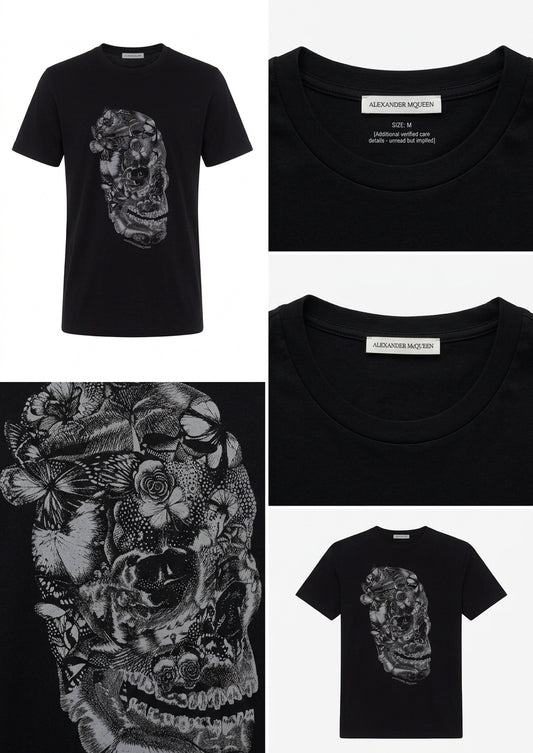 Alexander McQueen Butterfly Skull Print Organic Cotton T-Shirt