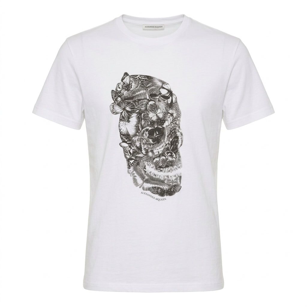 Alexander McQueen Butterfly Skull Print Organic Cotton T-Shirt