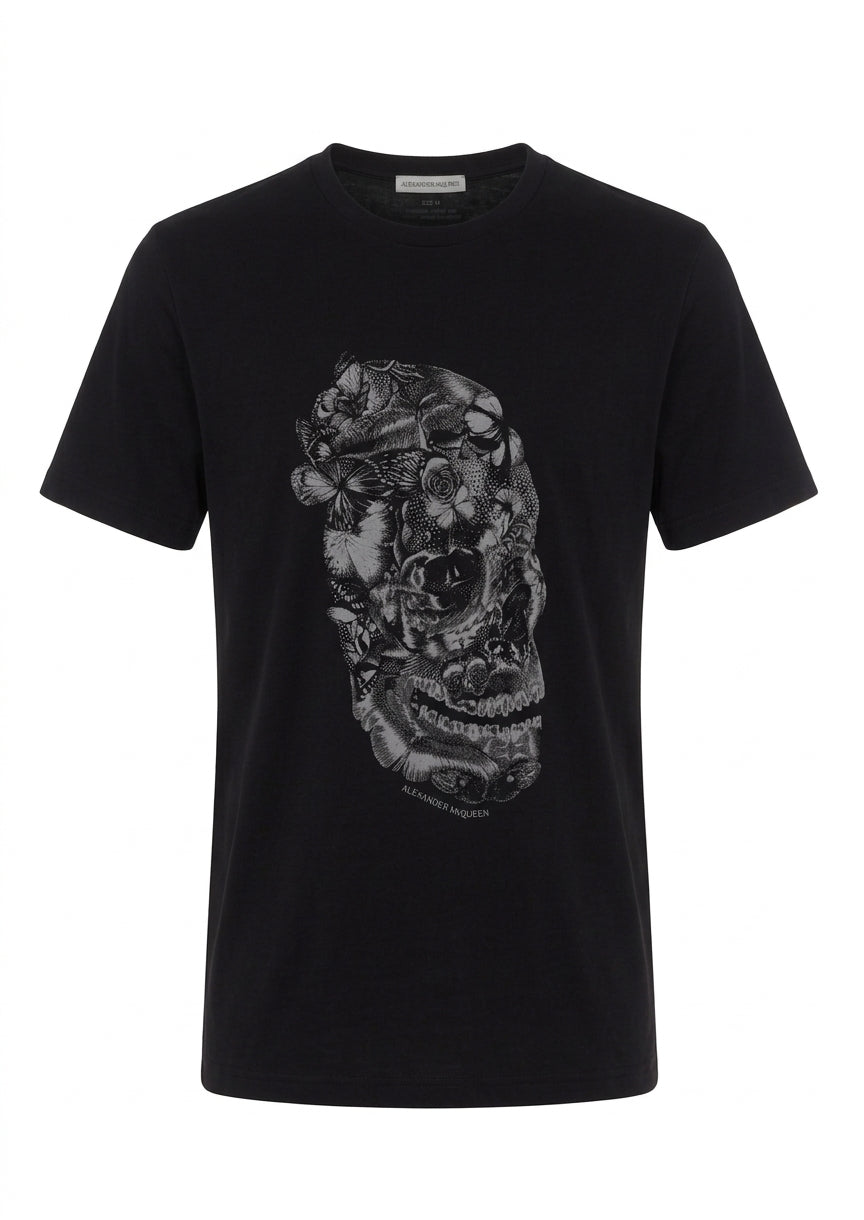Alexander McQueen Butterfly Skull Print Organic Cotton T-Shirt