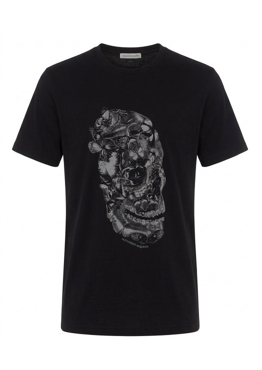 Alexander McQueen Butterfly Skull Print Organic Cotton T-Shirt