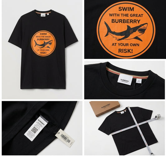 Burberry Black Oversized Shark Graphic T-Shirt – Men's