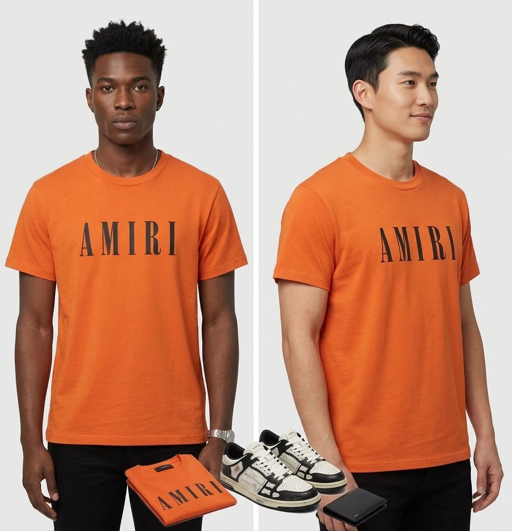 AMIRI Men's Orange Graphic Logo T-Shirt