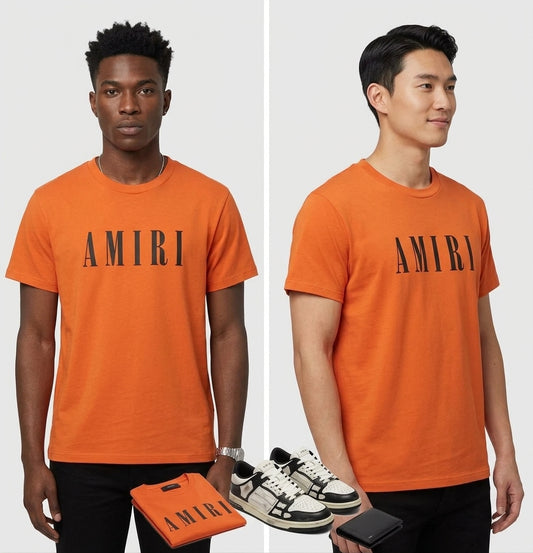 AMIRI Men's Orange Graphic Logo T-Shirt