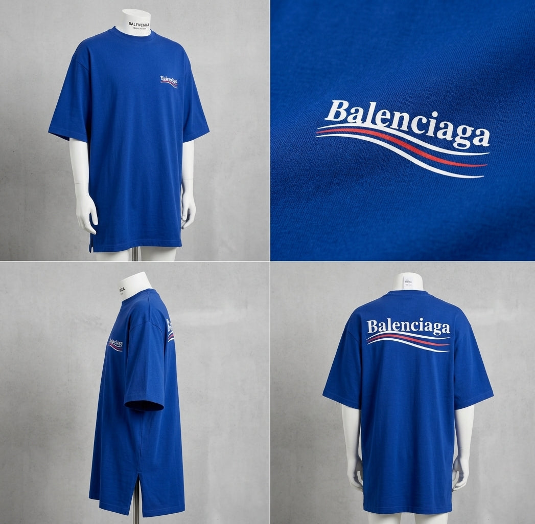 Balenciaga Political Campaign Embroidery T-Shirt – Navy