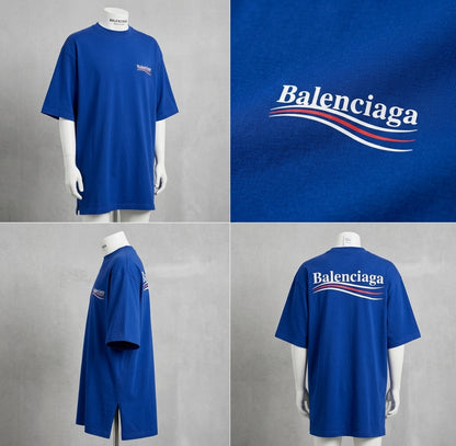 Balenciaga Political Campaign Embroidery T-Shirt – Navy