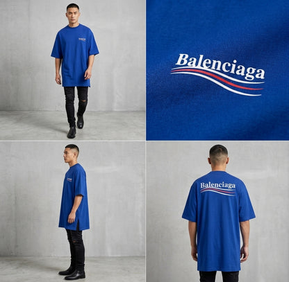 Balenciaga Political Campaign Embroidery T-Shirt – Navy