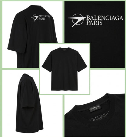 Balenciaga Logo Airline Embroidery Oversized Black T-Shirt